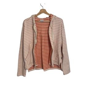 Columbia Melody Spring Full Zip Tangerine Striped Hoodie Large